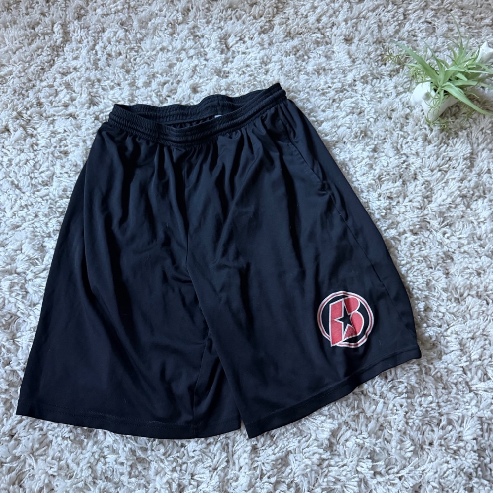 Comfortable Black sportek men’s basketball, long, comfy Athletic Shorts with Red - Picture 2 of 6